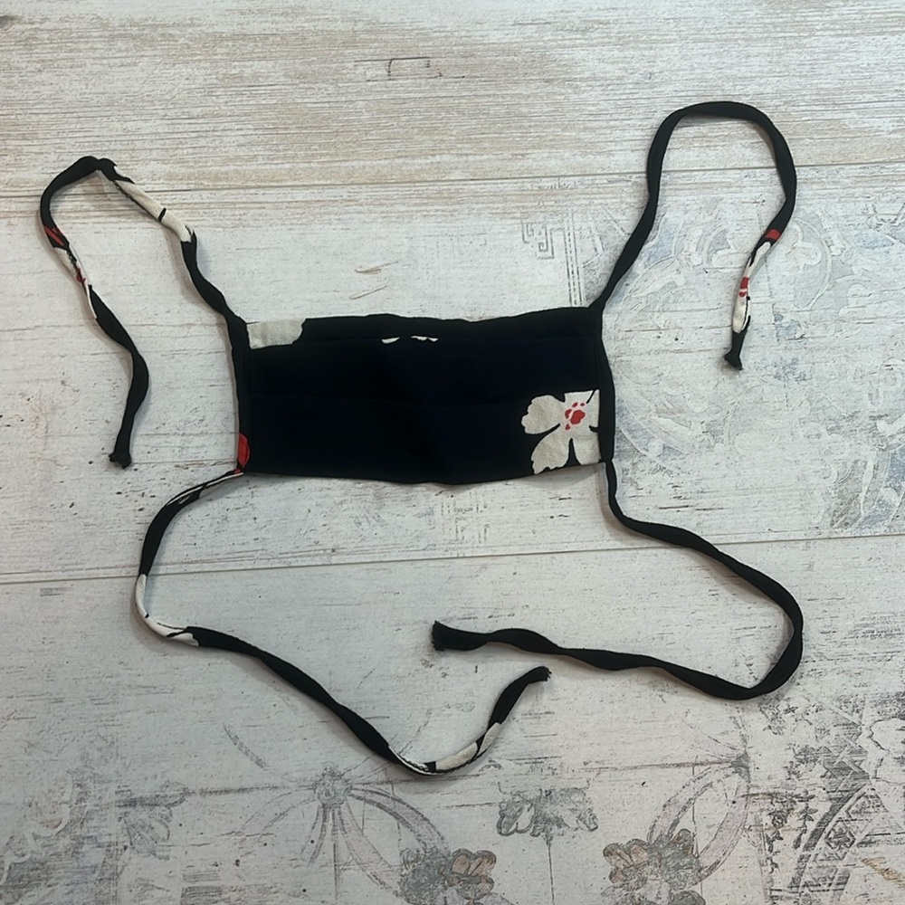 Reformation Black White Red Floral Face Mask